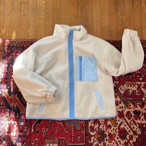 Sandy Liang x Target birch fleece gingham blue fleece zip up jacket